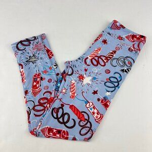 LuLaRoe  Leggings One Size NEW Red White and Blue Firecrackers